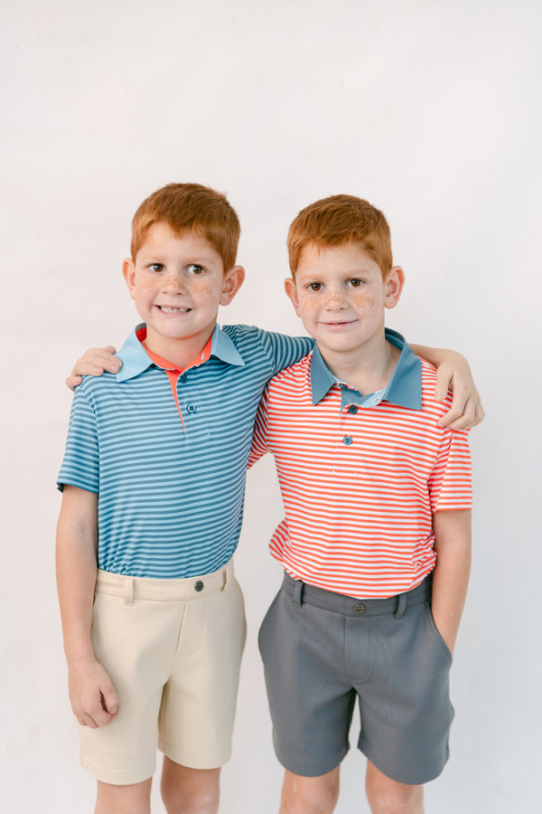 The Fairway Stripe Polo- Orange