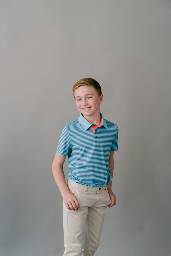 The Fairway Stripe Polo - Blue
